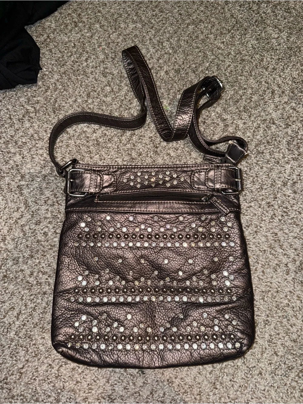 Studded Metallic Crossbody Bag in Bronze